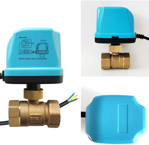 Miniatura 5 de Válvula de bola motorizada, válvula de bola eléctrica de latón DN20 de 3/4", válvula de agua de 3 cables DC12V/24V con puerto estándar