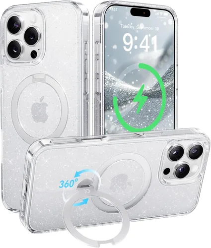 Miniatura 34 de CASEKOO Funda plateada brillante para iPhone 17 Pro con soporte magnético giratorio de 360 grados [compatible con MagSafe]