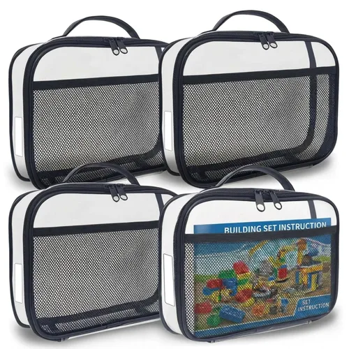 holay Juego de 4 Paquetes de Bloques de PVC con Cremallera, Juguete, Arcilla, Estuche Organizador de Almacenamiento de Juegos de Mesa (Etiqueta de