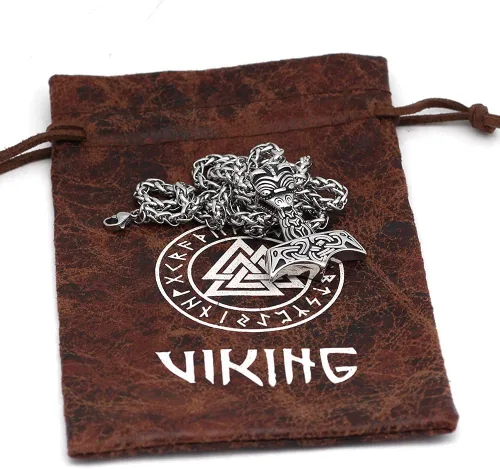 Miniatura 6 de Collar de Mjolnir de Thor para hombre, regalo vikingo de cuervo para hombre, joyería nórdica Odin con bolsa de regalo Valknut, Acero inoxidable, No