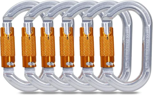 Miniatura 15 de SOB Clips de mosquetón de escalada con bloqueo automático, conector de mosquetón asimétrico de alta resistencia utilizado para rappel