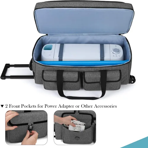 Miniatura 2 de Yarwo Rolling Craft - Bolsa de mano con ruedas compatible con Cricut Maker 4, Maker 3, Explore 5, Explore 4, Explore 3, Cameo 4/5, funda de Gris