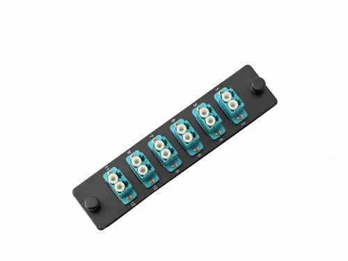 SpeedyFiberTX Paquete de 1 panel de conexión de fibra compatible con LGX, 12 fibras, cargado con adaptadores de acopladores Aqua LC, 12 puertos de