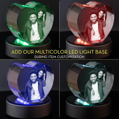 Miniatura 5 de Foto de cristal 3D, regalos grabados de aniversario, corazón grabado con imagen, personalizado con cualquier foto para cada ocasión, imagen 3D láser
