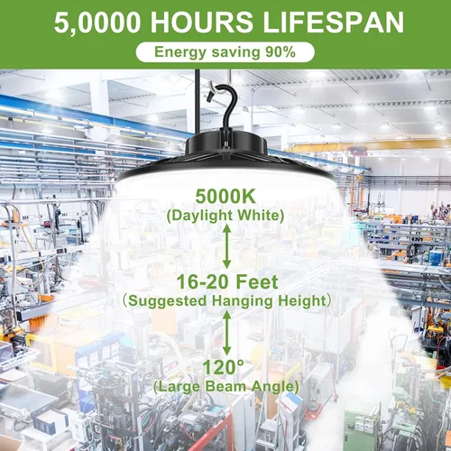 Miniatura 3 de Paquete de 3 luces LED UFO de 240 W, 36000 lm, 1000 W, HID/HPS UL/DLC, 0-10 V regulable, cable de 6 pies, 5000 K, impermeable IP65, accesorio