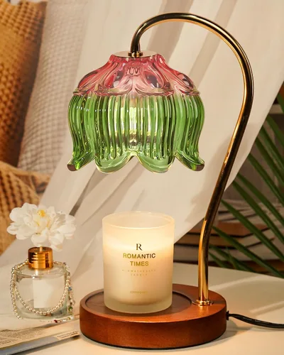 Miniatura 30 de Funistree Paquete de 2 lámparas calentadoras de velas de flores, lámpara de vela con temporizador, regalos de cumpleaños de Navidad para mujeres