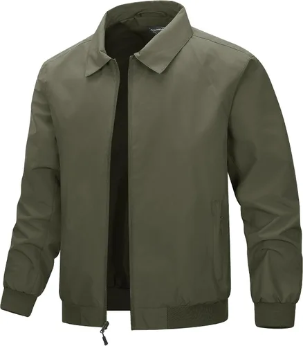 Miniatura 9 de 33,000ft Chaquetas ligeras para hombre, con cremallera completa, rompevientos, cuello ligero, elegante, casual, chaqueta de golf con bolsillos