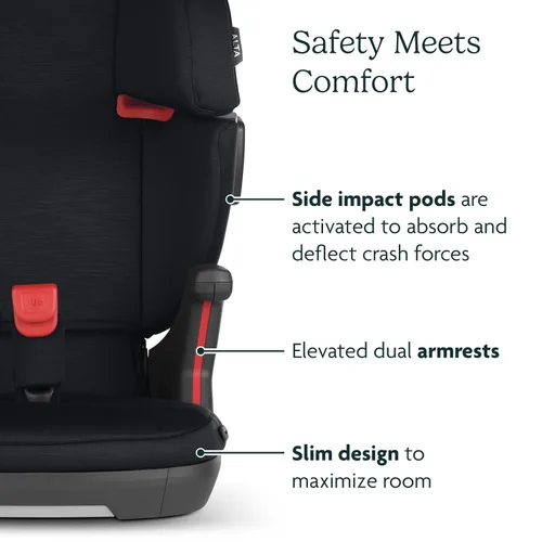 Miniatura 6 de UPPAbaby Alta V2 Asiento elevador de respaldo alto/siete posiciones, reposacabezas de apoyo activo para niños en crecimiento/guía de cinturón Negro