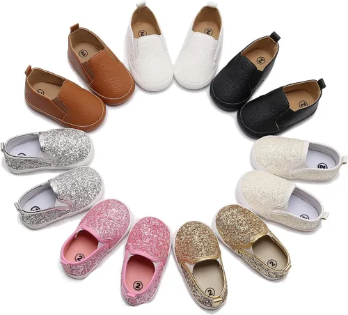 Miniatura 6 de HONGTEYA Zapatos para bebés niños y niñas, zapatos para bebés, mocasines de piel sintética, suela suave, antideslizantes, para niños pequeños