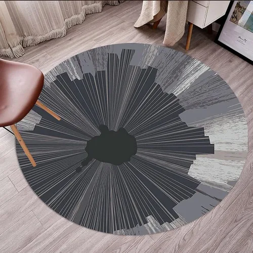 Fashion Round Area Rugs Gray Black Circular Carpet for Living Room Bedroom Bedside Rugs Home Floor Decor Mat - 80cm 100cm 120cm 140cm 160cm 180cm