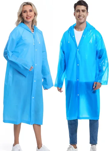 Miniatura 134 de 2 abrigos de lluvia de Borogo para adultos, chaquetas de lluvia reutilizables para hombres y mujeres