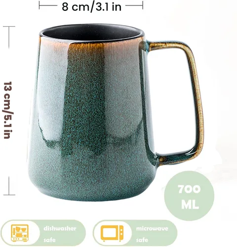 Miniatura 2 de Tazas de cerámica grandes para café, 24 onzas, diseño de asa extra grande, taza extra grande para té y café para oficina y hogar, apta