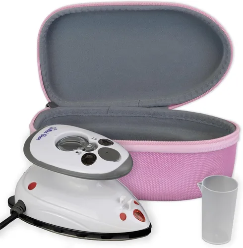 The Quilted Bear Mini plancha de vapor – Mini plancha de viaje ligera para acolchado sin esfuerzo y ropa sin arrugas con funda rígida – Vaporizador