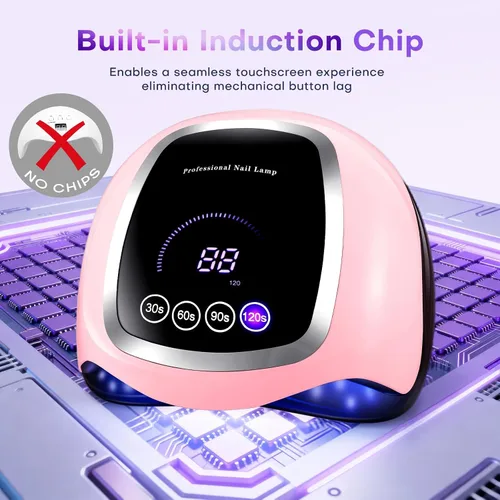 Miniatura 5 de Gugusure Lámpara de uñas LED UV, secador de uñas mejorado de 180 W para esmalte de gel con pantalla LCD, sensor automático y 4 ajustes