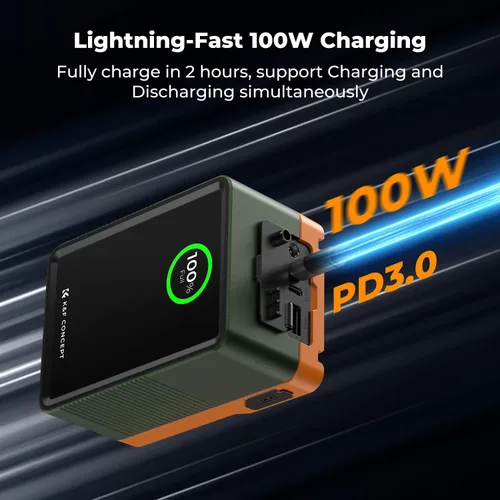 Miniatura 2 de K&F CONCEPT Batería de Montaje en V de 99Wh con Carga Rápida PD100W 14.8V/6700mAh Mini Batería de Montaje en V con D-Tap, DC, USB-C Dual, USB-A