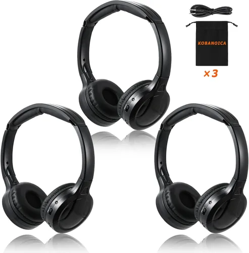 KOBANOICA Auriculares IR para DVD de coche, auriculares inalámbricos para automóvil, auriculares universales de 2 canales infrarrojos para sistema