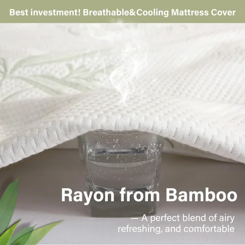 Miniatura 4 de Protector de Colchón Twin Impermeable, Funda Protectora de Colchón Lavable de Rayón de Bambú, Cubrecolchón Transpirable y Silencioso con Elástico