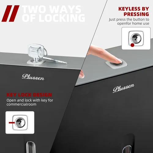Miniatura 6 de Dispensador de toallas de papel de montaje en pared comercial con cerradura de llave, dispensador compacto de toallas de papel multipliegue