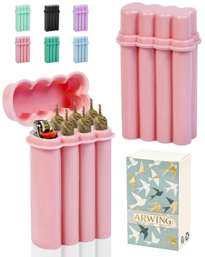 Miniatura 8 de Estuche contenedor de 6 agujeros para conos pre-enrollados de tamaño rey con porta encendedor, estuche para 6 u 8 cigarrillos de tamaño regular