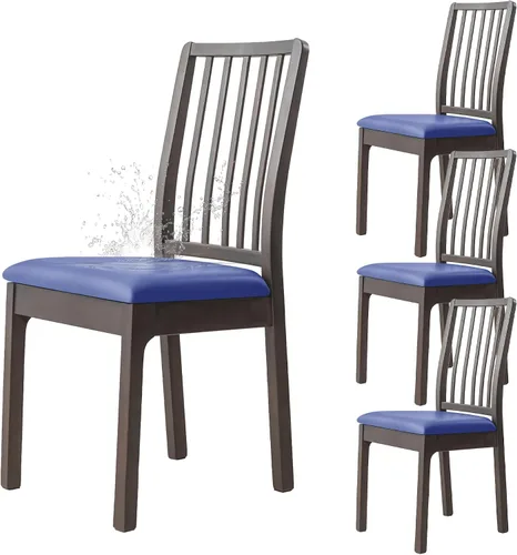 Miniatura 28 de Dimatic Juego de 2 fundas de asiento para silla, de piel sintética, impermeables, fundas elásticas para sillas de comedor, fundas protectoras