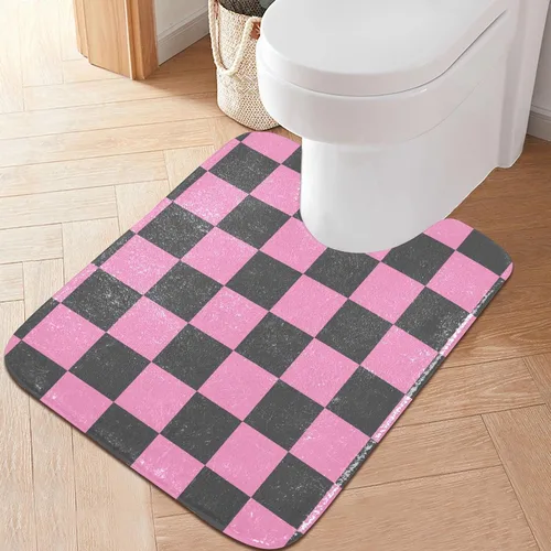 Miniatura 22 de Tapete de baño a cuadros negros y morados, suave, absorbente, lavable, tapete de baño para suelo de baño, tapete de baño antideslizante para baño