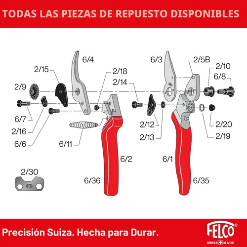 Miniatura 7 de Felco Tijeras de podar F6 - Cortadoras de jardín de 7.7 pulgadas fabricadas en Suiza para manos medianas Podadoras de mano para jardinería