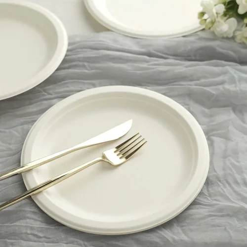 Miniatura 37 de Efavormart - Paquete de 50 platos redondos de bagazo biodegradables blancos de 7 pulgadas, compostables, ecológicos, desechables, aperitivos, Tipo 17