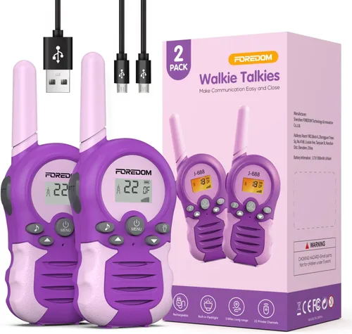 Miniatura 12 de FOREDOM Walkie Talkies recargables para niños Walkie Talkies de largo alcance para niños y niñas de 3 a 12 años de edad, juguetes de cumpleaños