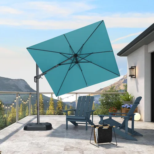 Miniatura 70 de PURPLE LEAF Sombrilla de Patio de 8 Pies para Exteriores Sombrilla Cantilever Cuadrada de Aluminio Sombrilla Offset con Rotación de 360 Grados