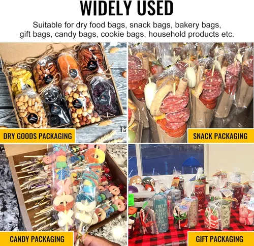 Miniatura 6 de 200 bolsas de celofán de 4 x 9 pulgadas, bolsas de celofán para dulces, bolsas de regalo transparentes, bolsas para cake pops, bolsas para Bolsas