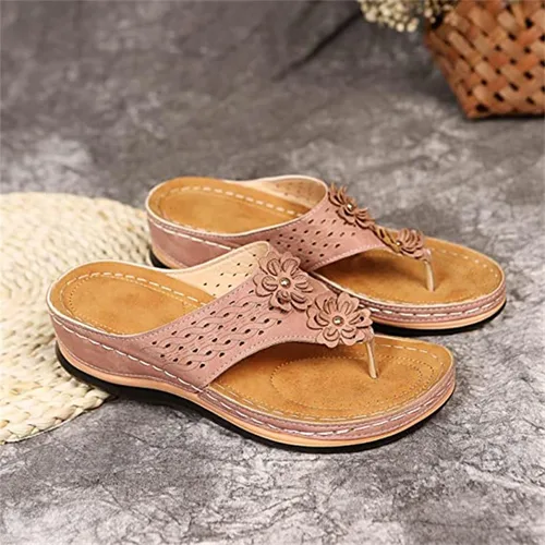 Miniatura 123 de Ladmiple Sandalias ortopédicas florales de moda 2023 con soporte de arco, zapatillas romanas casuales con puntera abierta