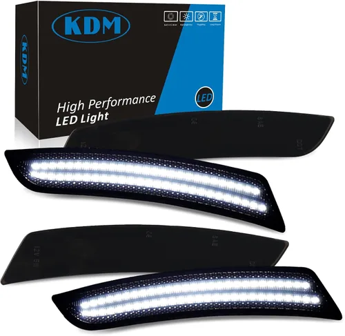 KDM Reflectores de Marcador Lateral de Parachoques LED de Lente Ahumada, luces de doble fila, color blanco brillante, apto para Chevrolet Camaro