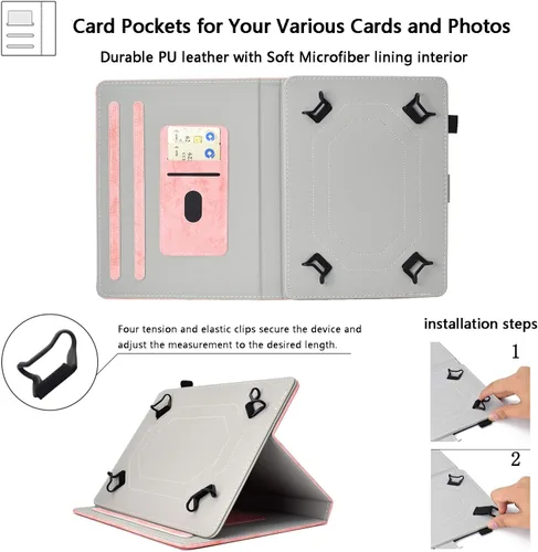 Miniatura 3 de Funda universal de piel sintética para tablet de 7 pulgadas, con bolsillo para tarjetero para Samsung Galaxy Tab A 7.0, Tab 3/E Lite 7, Tab 2/3/4