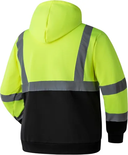 Miniatura 3 de Ubon Hi Vis - Sudaderas con capucha para hombre, alta visibilidad, reflectantes, de seguridad, ropa de trabajo, trabajo, parte inferior negra
