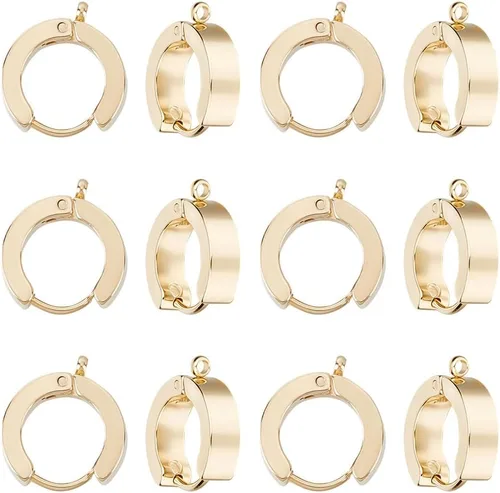 UNICRAFTALE 12 aretes de aro de acero inoxidable, aretes redondos dorados de 0.59 pulgadas, hipoalergénicos, para hacer joyas de bricolaje