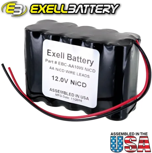 Miniatura 3 de Exell Battery Batería AA NiCad de 12 voltios, 1000 mAh, paquete de 10