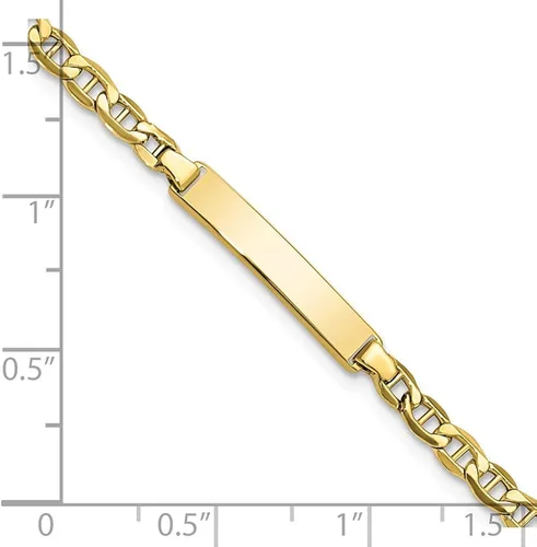 Miniatura 3 de Pulsera de identificación personalizada de oro amarillo de 10 quilates con anclaje sólido para hombres o mujeres, longitud de 7 pulgadas de ancho