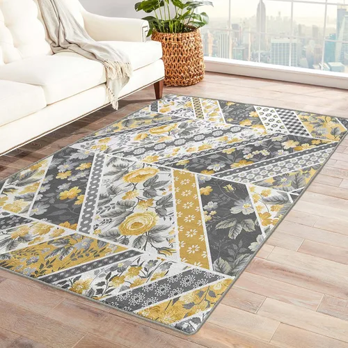 Miniatura 9 de Alfombra botánica pequeña de 2 x 3 pulgadas, alfombra floral, lavable para entrada, dormitorio, sala de estar, alfombra suave antideslizante de pelo