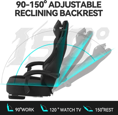 Miniatura 7 de SITMOD Silla de juegos – Silla de juegos grande y alta para adultos con peso máximo de 400 libras, altura y ángulo ajustables, reposapiés y soporte