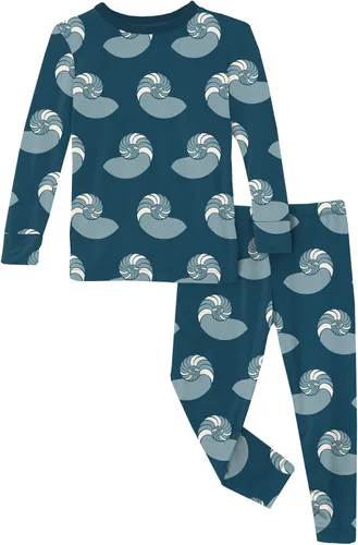 Miniatura 62 de KicKee Pants Conjunto de pijama de manga larga con estampado de piezas