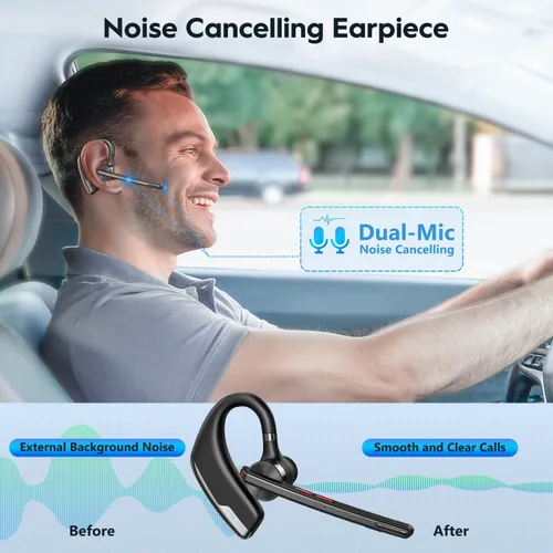 Miniatura 3 de New Bee Auriculares Bluetooth, auricular Bluetooth inalámbrico para teléfono celular con estuche de carga de 500 mAh, 80 horas de reproducción V5.2