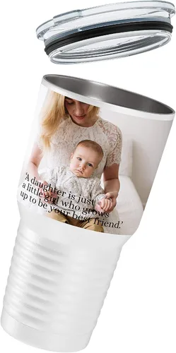 Miniatura 3 de Tazas con fotos personalizadas, vaso blanco de 30 onzas – Añade foto, logotipo, imagen o texto en tazas de café de acero inoxidable, vasos