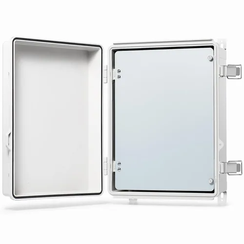 Miniatura 30 de QILIPSU - Caja de conexiones de acero inoxidable con tapa, bisagras y placa de montaje, universal, impermeable IP67, plástico ABS, gris, recinto