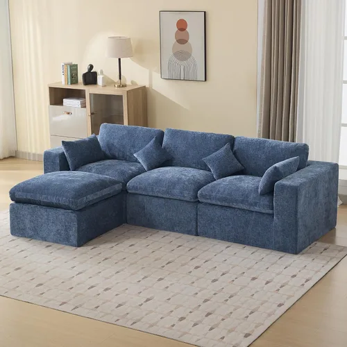 Miniatura 52 de Sofá modular sin hueso de 115 pulgadas, sofá modular modular con otomana, tapizado de gran tamaño, convertible, cómodo sofá de felpilla de 4 plazas