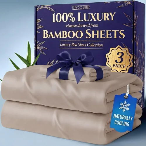 Miniatura 19 de DECOLURE 100% Viscosa derivada de bambú, juego de sábanas tamaño King de 4 piezas, lujosas sábanas naturalmente frescas, juego de cama ultra suave
