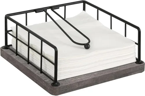 Miniatura 8 de YINMIT Servilletero para Mesa, Servilleteros de Granja con Brazo Ponderado, Servilleteros de Madera Rústicos para Servilletas de Papel