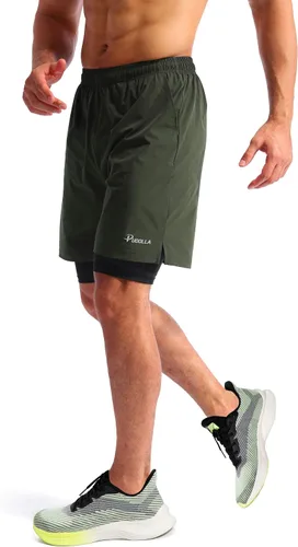 Miniatura 3 de Pudolla Mens 2 in 1 Running Shorts 7" Quick Dry Gym Athletic Workout Shorts for Men with Phone Pockets
