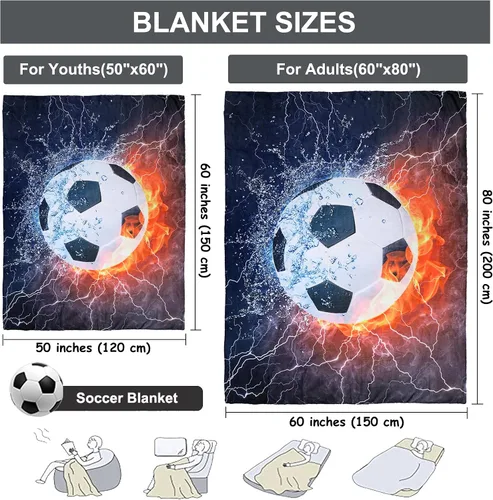Miniatura 4 de Sviuse Manta de Fútbol para Niños Súper Suave Manta Deportiva de Tiro Tamaño Twin Manta de Franela Regalos para Amantes del Fútbol Sofá Viajes Sala