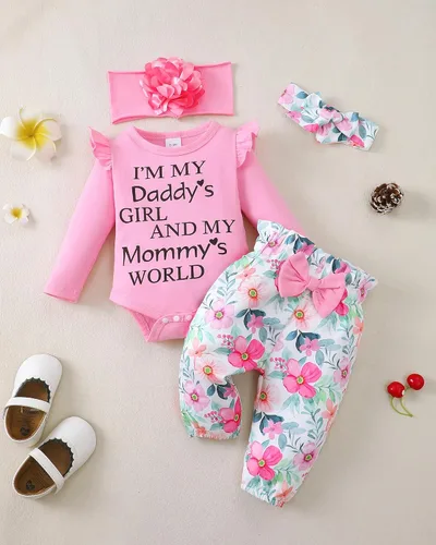 Miniatura 34 de SUNNY PIGGY Ropa para bebé recién nacida, con volantes, mameluco de algodón floral, conjunto de pantalones de algodón para niñas