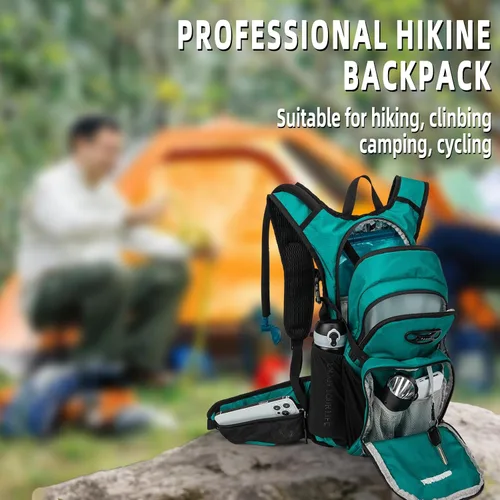Miniatura 6 de Mochila de hidratación, mochila de agua para senderismo con vejiga de agua de 3 L, paquete de hidratación aislada, ligera, hidropack ideal para Verde
